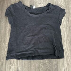 Black Textured Short Sleeve Top